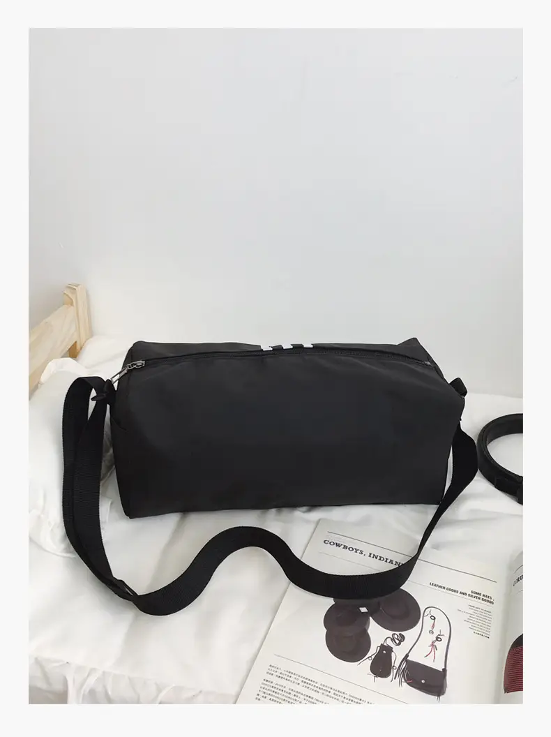 Unisex Striped Crossbody Bag Black Casual Travel — feature 39