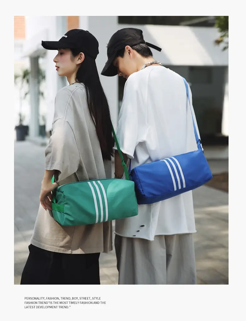 Unisex Striped Crossbody Bag Black Casual Travel — feature 4