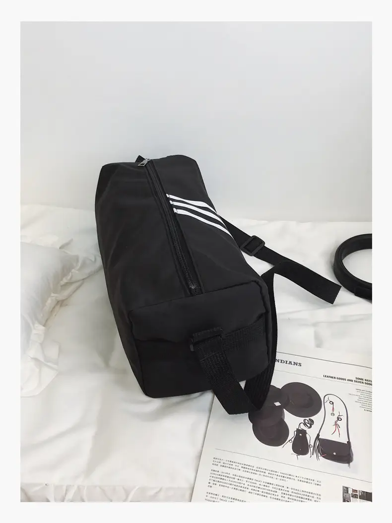 Unisex Striped Crossbody Bag Black Casual Travel — feature 40