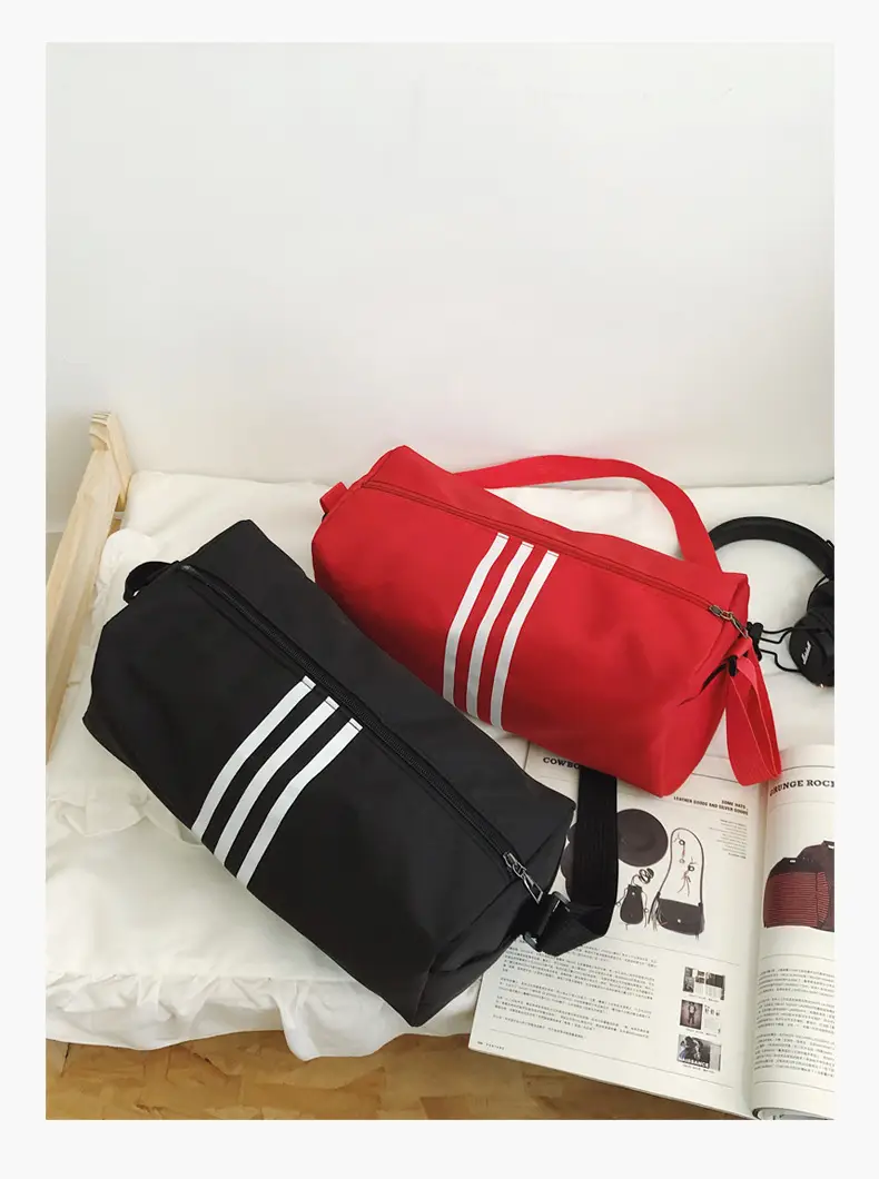 Unisex Striped Crossbody Bag Black Casual Travel — feature 44