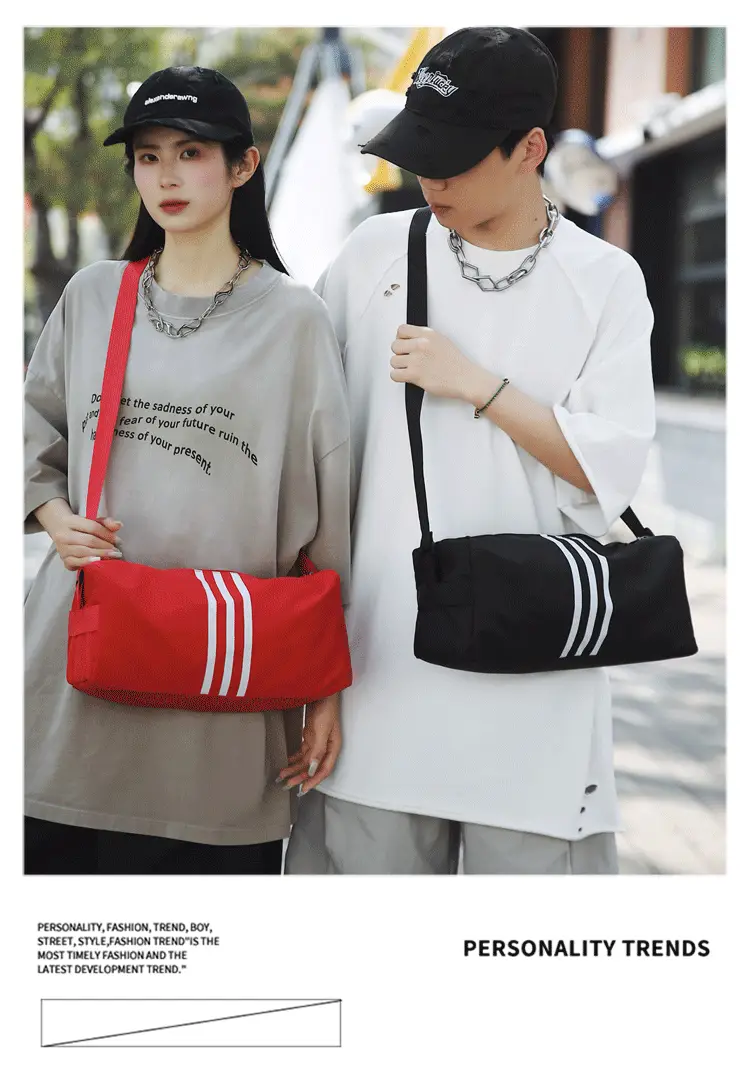 Unisex Striped Crossbody Bag Black Casual Travel — feature 5