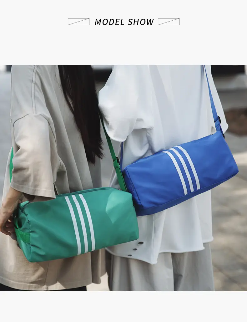 Unisex Striped Crossbody Bag Black Casual Travel — feature 9