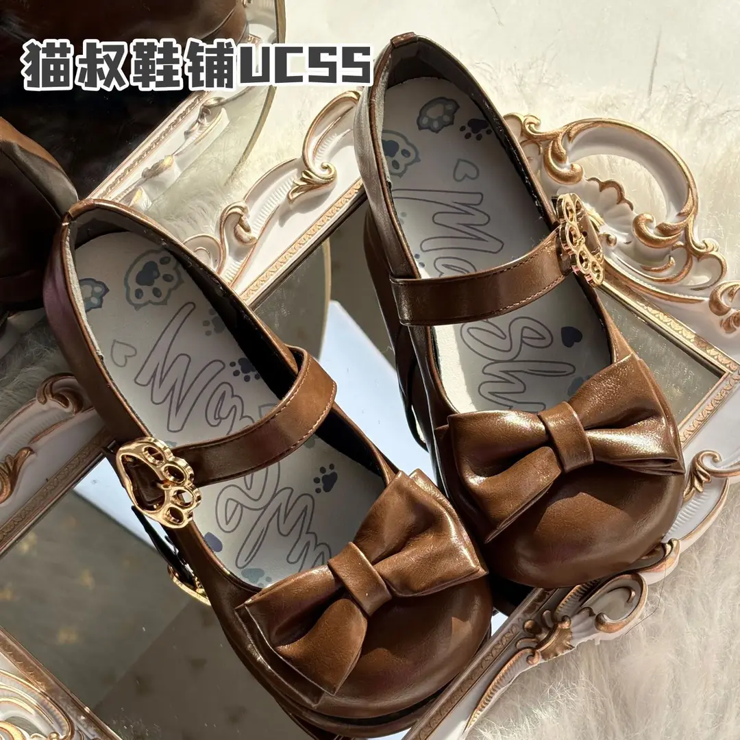 Sweet Bow Round-Toe Shoes from Uncle Cat's Shoe Shop, Original Cute Lolita Shoes, Low-Heeled Round-Toe Lolita Shoes - Image 4