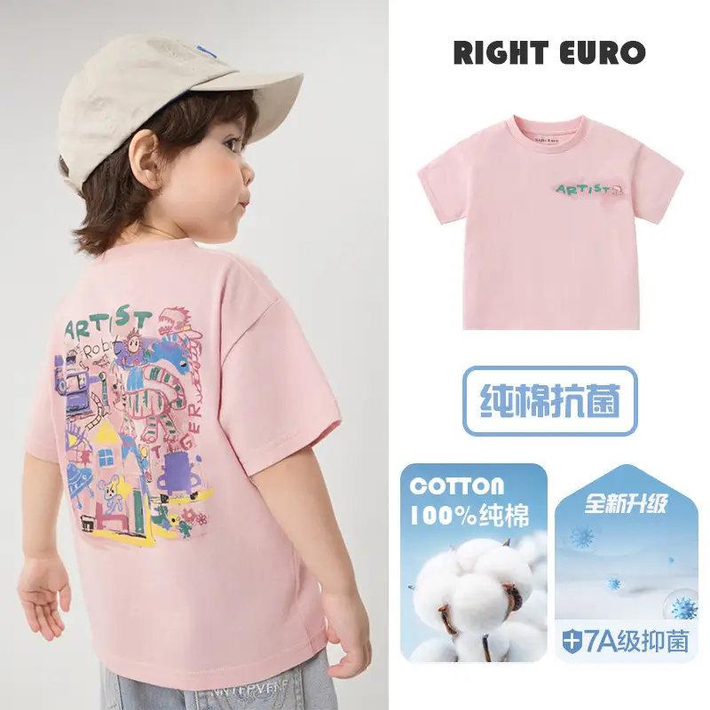 Pink 7A T-Shirt for Boys Summer Wear 2025 - Image 4