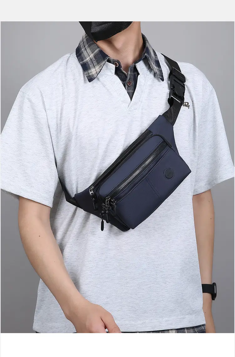 Men's Multi-Layer Crossbody Bag Navy Blue — feature 26