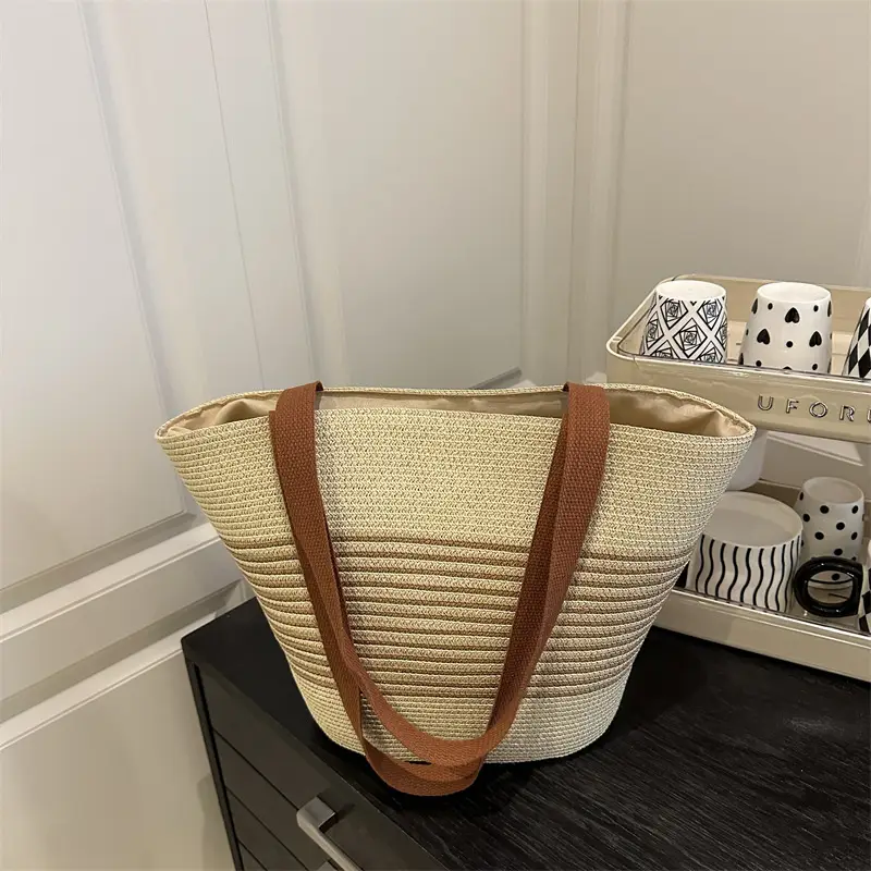 Straw Woven Bucket Bag 2025 New Textured - Image 2
