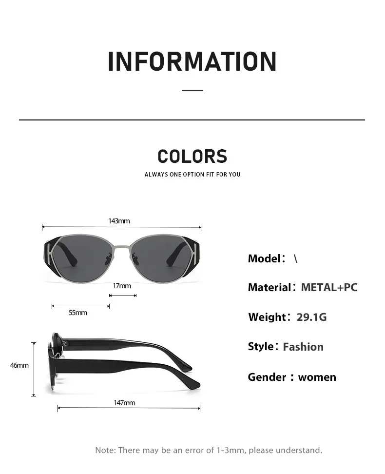 Ice Cube Sunglasses Anti-UV Cat-Eye Black — feature 6