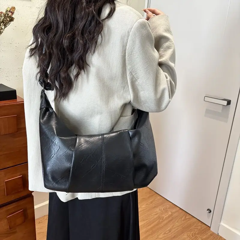 Korean Style Leather Bag Beige Large Capacity - Image 6