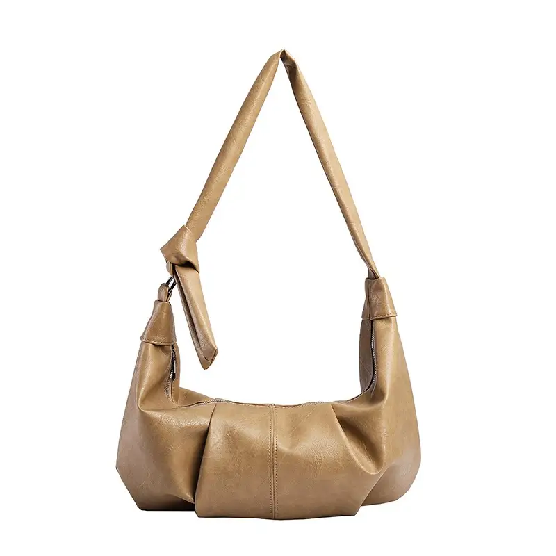 Korean Style Leather Bag Beige Large Capacity - Image 8