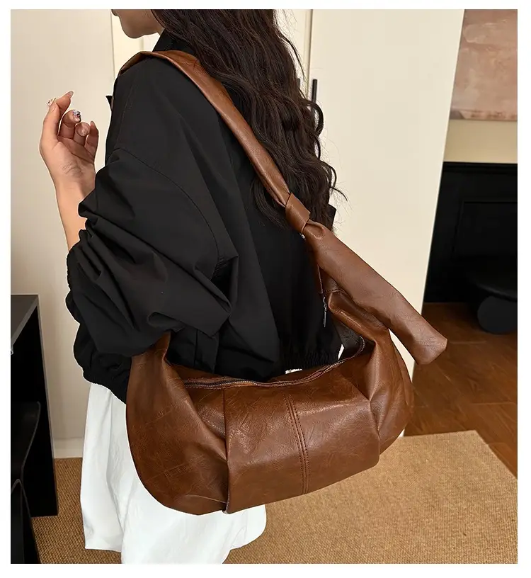 Korean Style Leather Bag Beige Large Capacity — feature 1