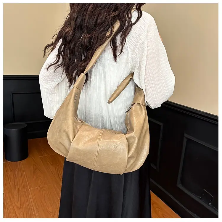Korean Style Leather Bag Beige Large Capacity — feature 12