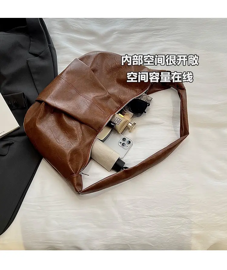 Korean Style Leather Bag Beige Large Capacity — feature 6
