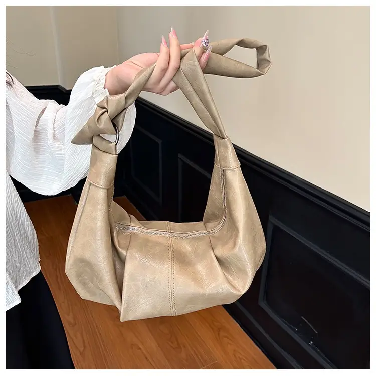 Korean Style Leather Bag Beige Large Capacity — feature 8