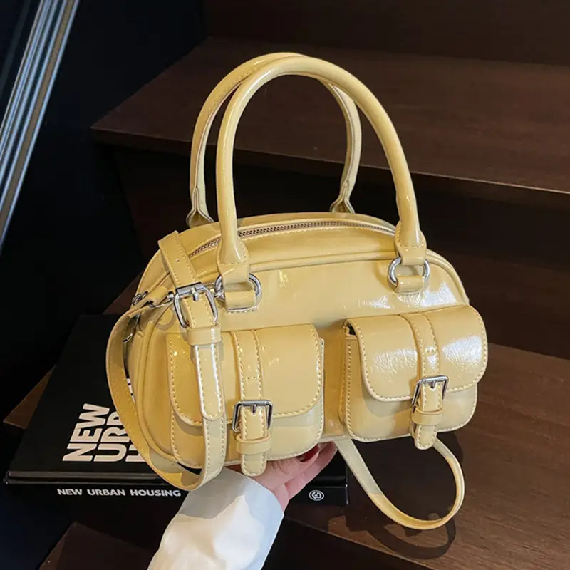 Women's Yellow Leather Shoulder Crossbody Bag 2025