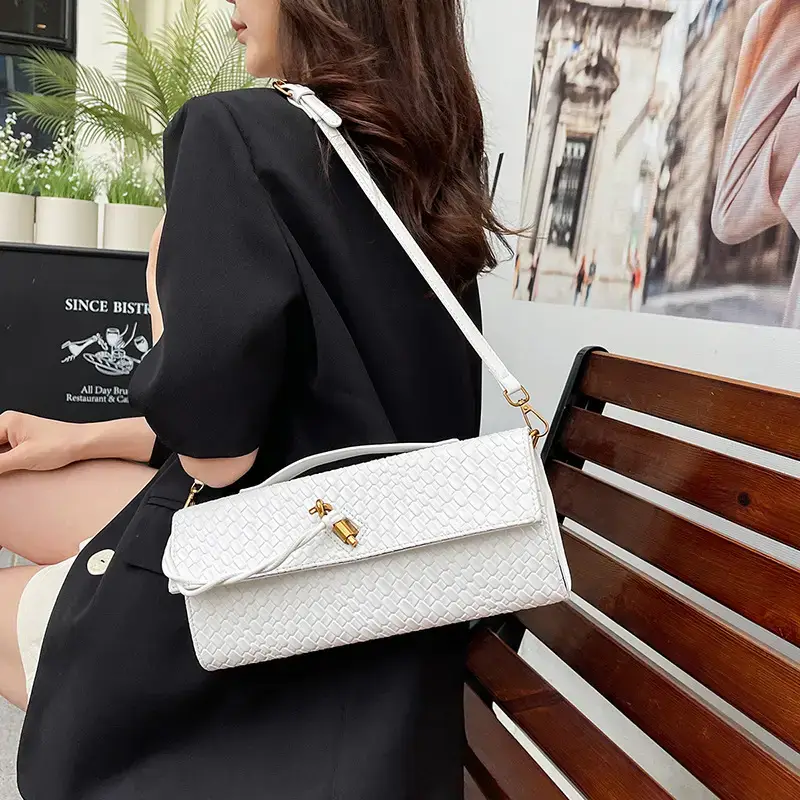 Black Woven Crossbody Bag for Women Luxury Shoulder Bag