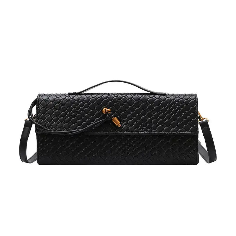 Black Woven Crossbody Bag for Women Luxury Shoulder Bag