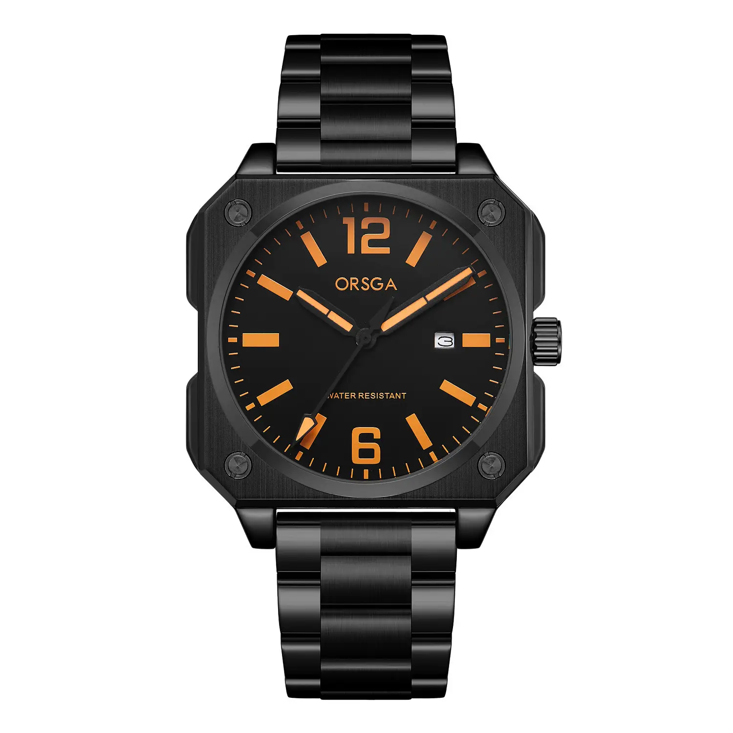 Orsga Square Watch Green Leather Band Men's Quartz - Image 11