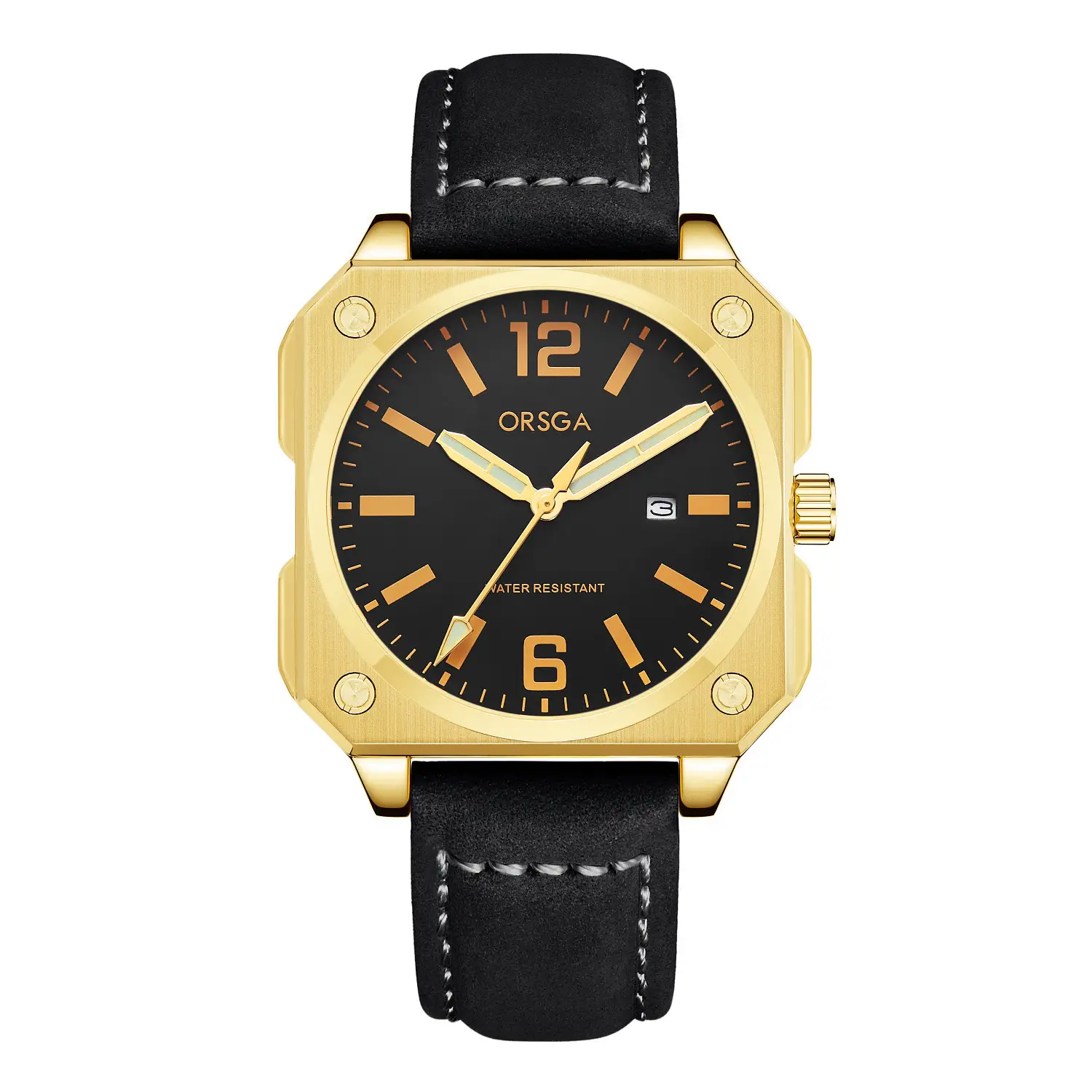 Orsga Square Watch Green Leather Band Men's Quartz - Image 16