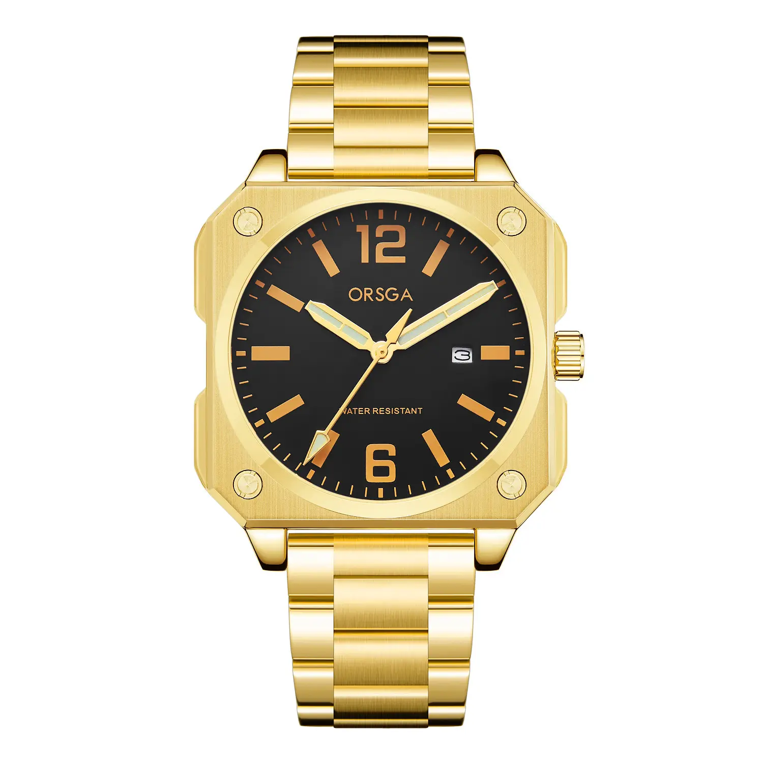 Orsga Square Watch Green Leather Band Men's Quartz - Image 7