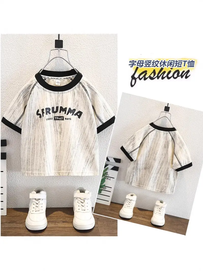 8266 Boys T-Shirt 2026 Round Neck Cotton Shorts Set - Image 3