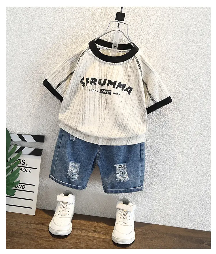 8266 Boys T-Shirt 2026 Round Neck Cotton Shorts Set — feature 7