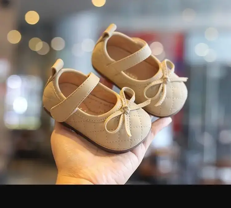 Baby Princess Shoes Gold Bow 1-3Yrs Soft Leather Flats — feature 11