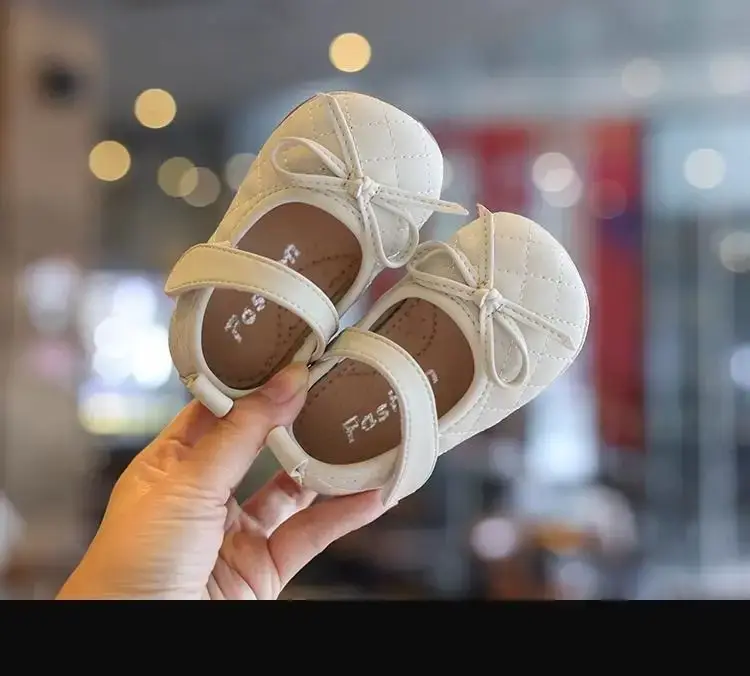 Baby Princess Shoes Gold Bow 1-3Yrs Soft Leather Flats — feature 9