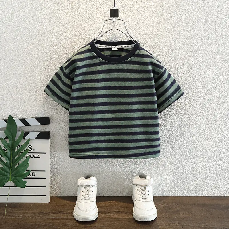 Boys Striped Thin T-Shirt Loose Casual Summer Top - Image 2