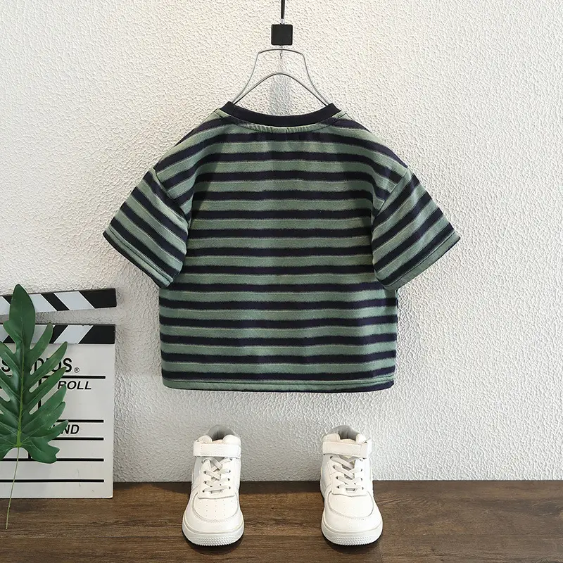 Boys Striped Thin T-Shirt Loose Casual Summer Top - Image 3
