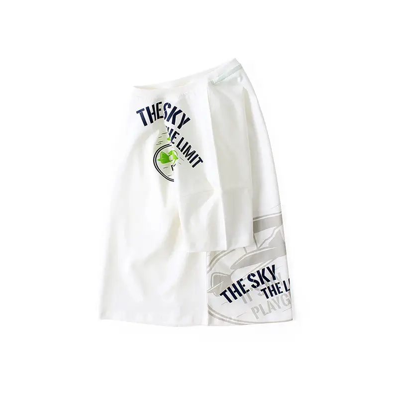 Kids Cotton Printed T-Shirt Shorts Set Blue Grey — feature 10