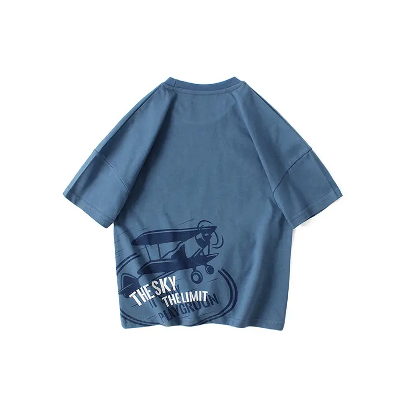 Kids Cotton Printed T-Shirt Shorts Set Blue Grey — feature 17