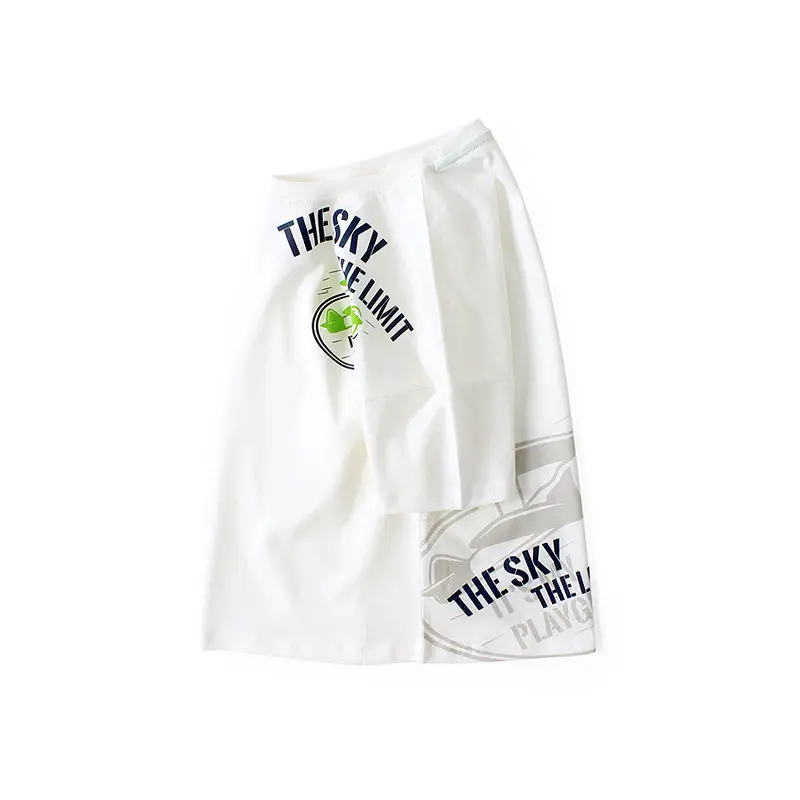 Kids Cotton Printed T-Shirt Shorts Set Blue Grey - Image 3