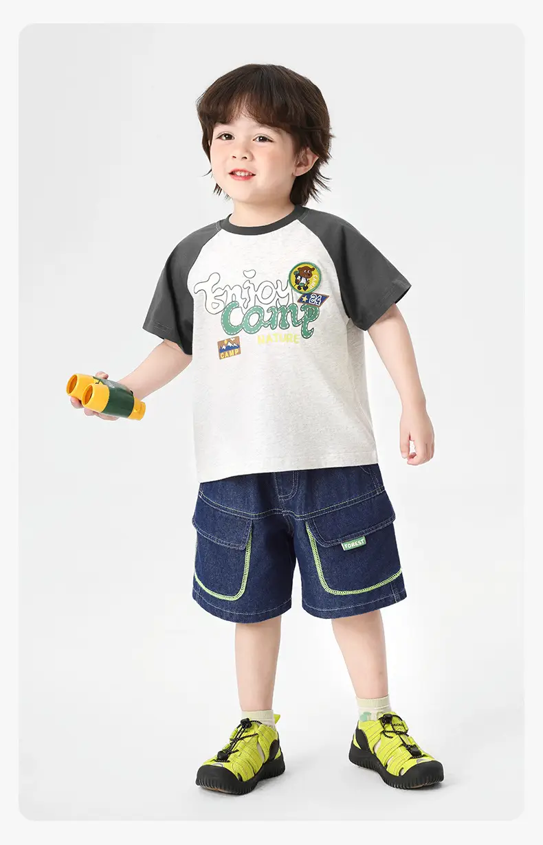 Right European Boys' Summer Outfit T-Shirt Denim Shorts — feature 15