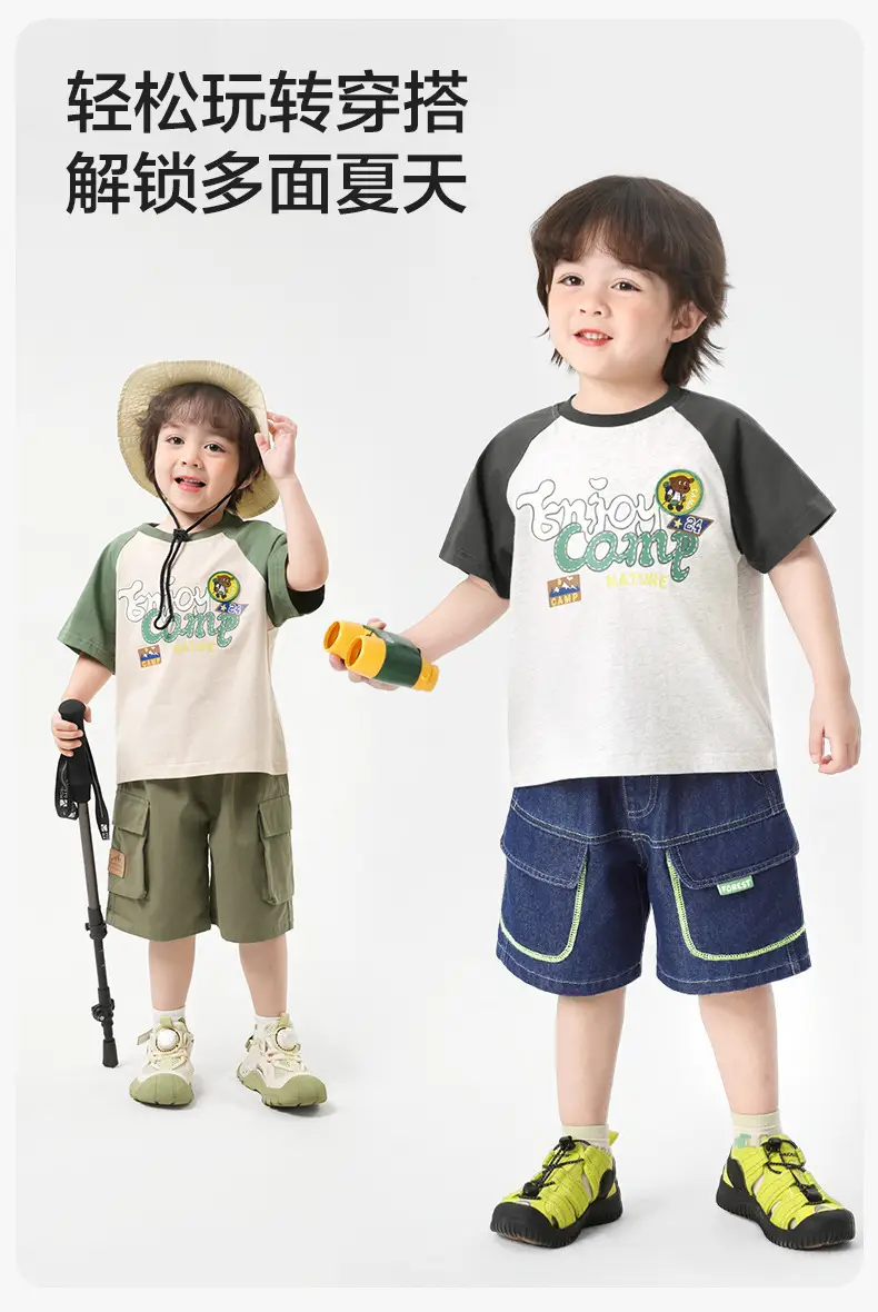 Right European Boys' Summer Outfit T-Shirt Denim Shorts — feature 7