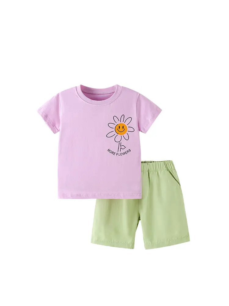 Malwee Boys Summer T-Shirt Shorts Set Lavender Green - Image 6