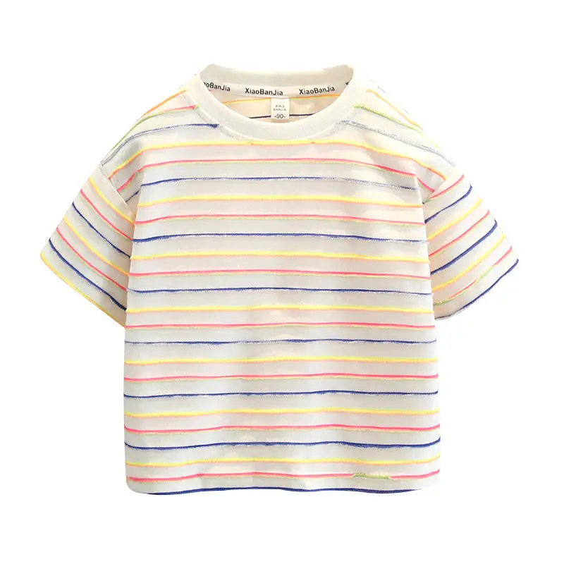Boys Rainbow Striped Denim T-Shirt Set - Image 7