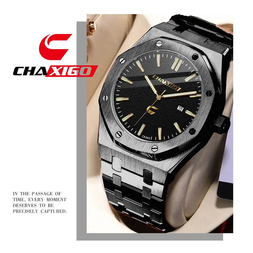 Classic High-End Men's Quartz Business Watch Royal Oak Style Metal Large Dial Casual Waterproof Watch Cross-Border