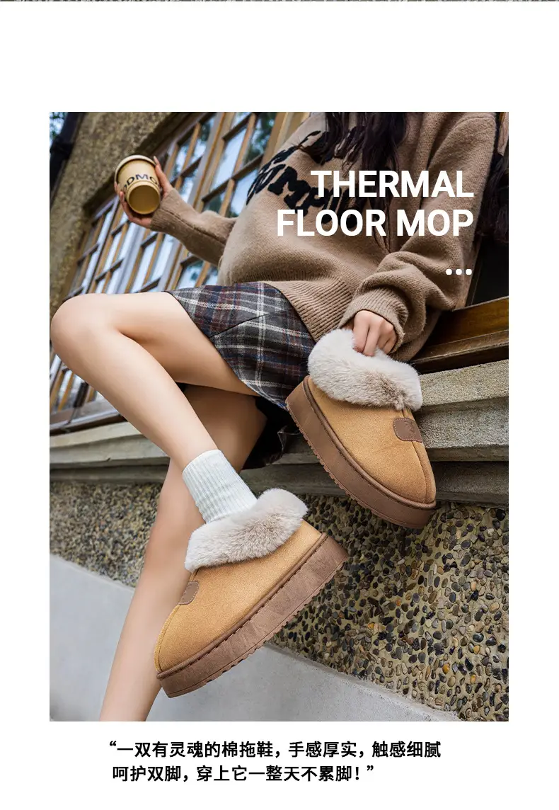 Women's Pink Cotton Slippers with Fleece Heel for Winter — feature 16
