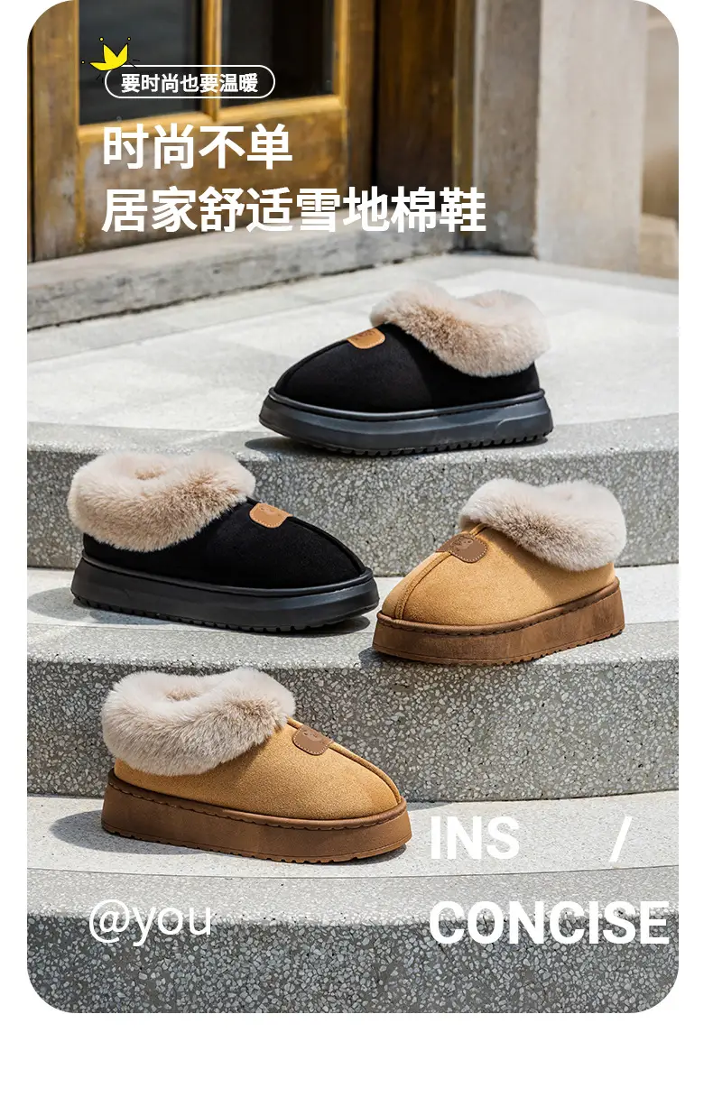 Women's Pink Cotton Slippers with Fleece Heel for Winter — feature 3