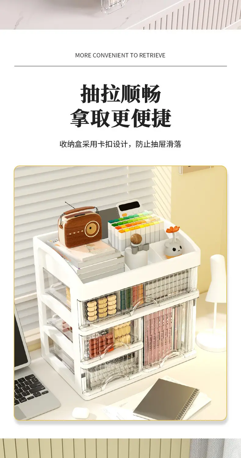 Cosmetics Storage Box with 2 Layers & A4 Paper Holder — feature 5