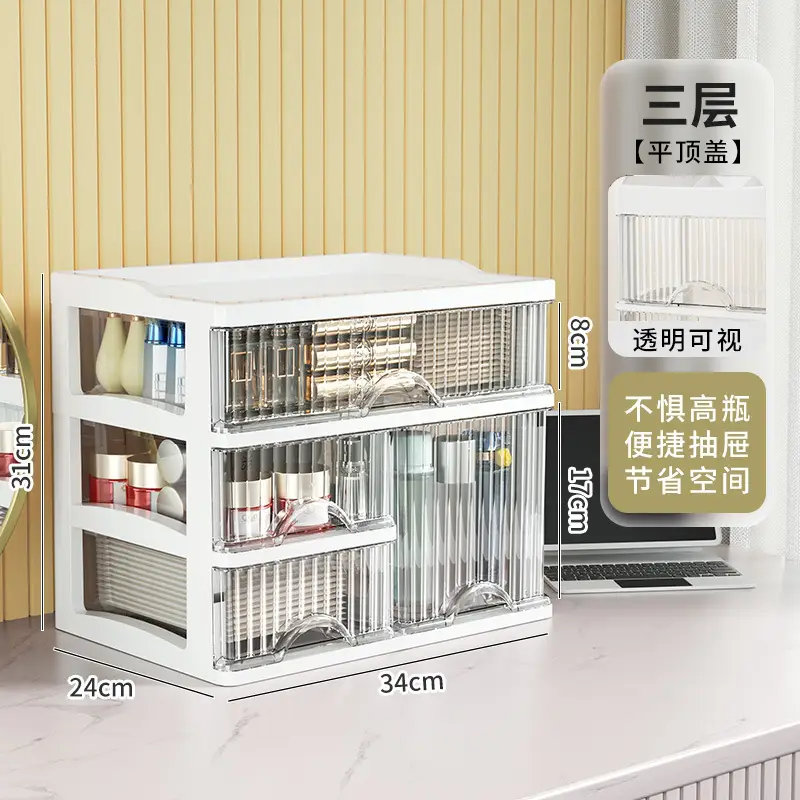 Cosmetics Storage Box with 2 Layers & A4 Paper Holder - Image 3
