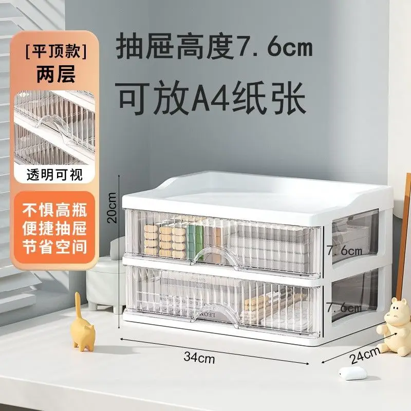 Cosmetics Storage Box with 2 Layers & A4 Paper Holder - Image 5