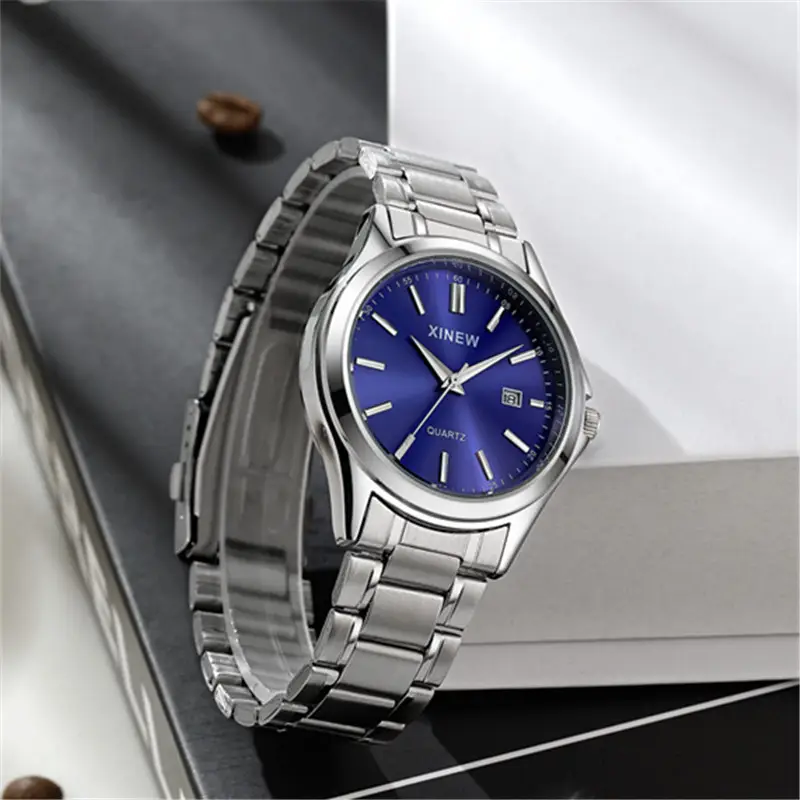 Men's Stainless Steel Calendar Watch Blue Dial - Image 7