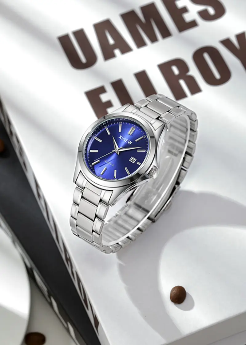 Men's Stainless Steel Calendar Watch Blue Dial — feature 12