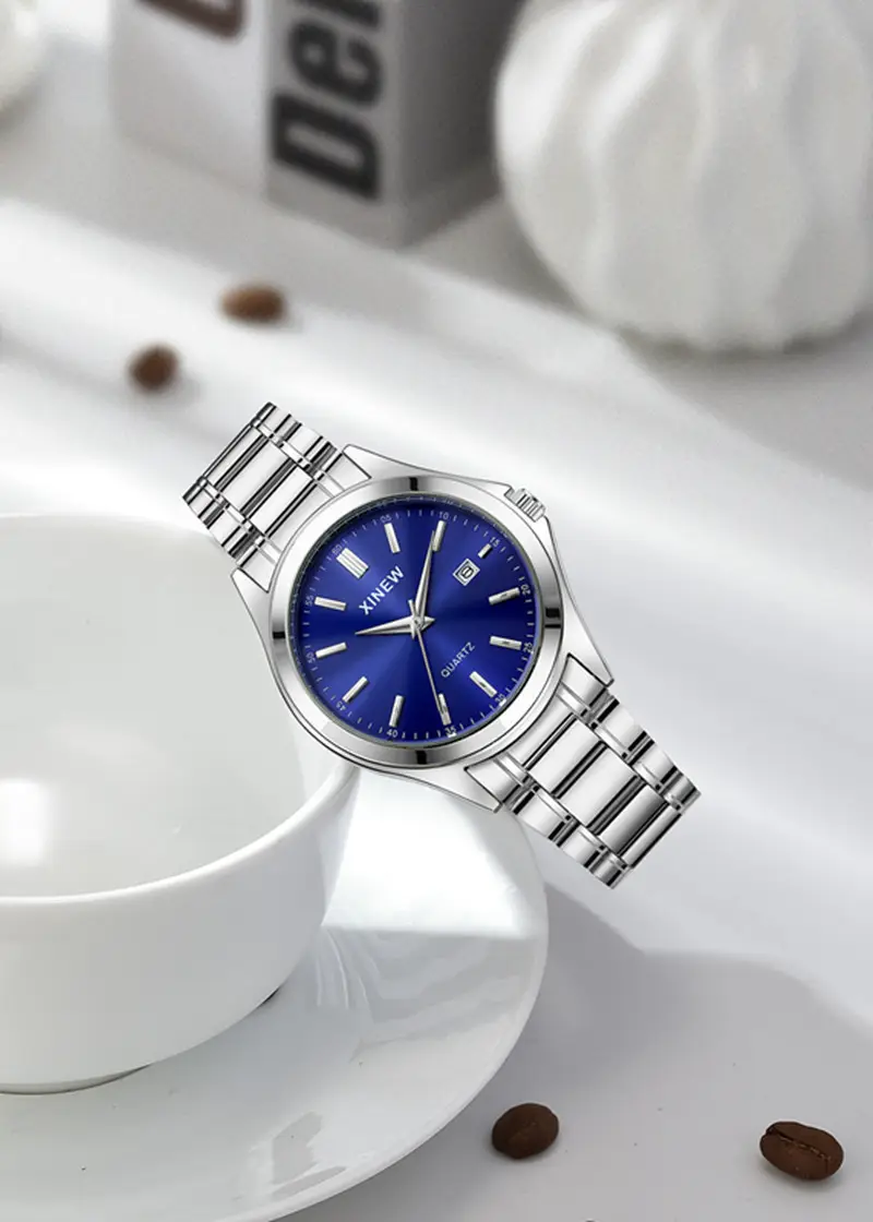 Men's Stainless Steel Calendar Watch Blue Dial — feature 8