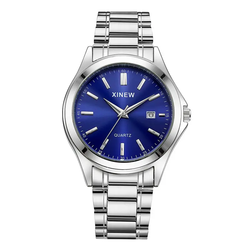 Men's Stainless Steel Calendar Watch Blue Dial - Image 3