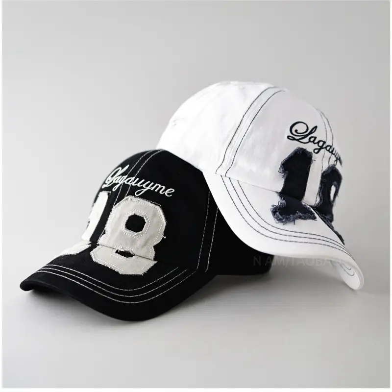Black Digital Exposed Stitching Baseball Cap for Men Women - Image 4