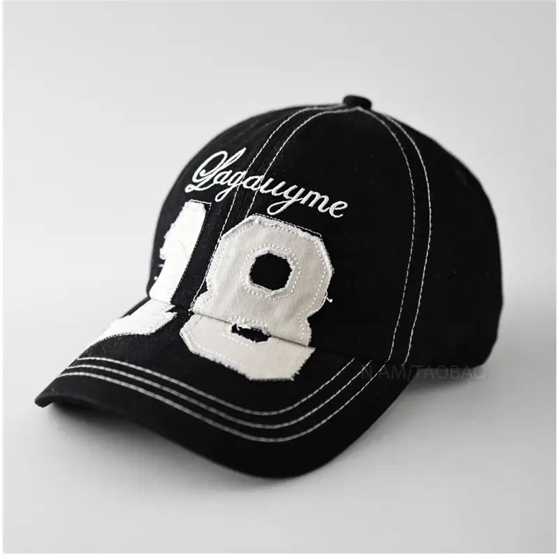 Black Digital Exposed Stitching Baseball Cap for Men Women - Image 8