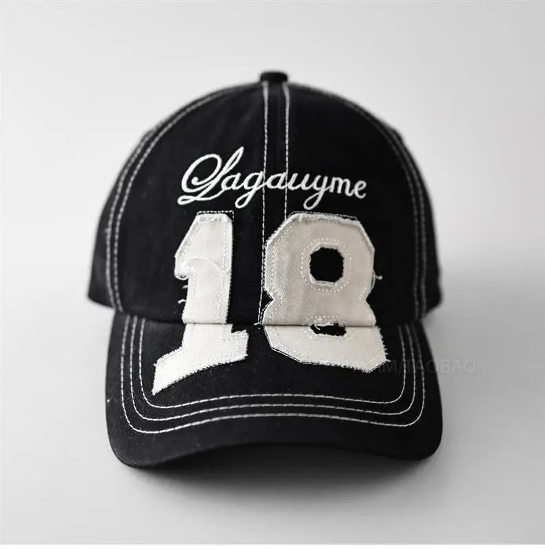 Black Digital Exposed Stitching Baseball Cap for Men Women — feature 3