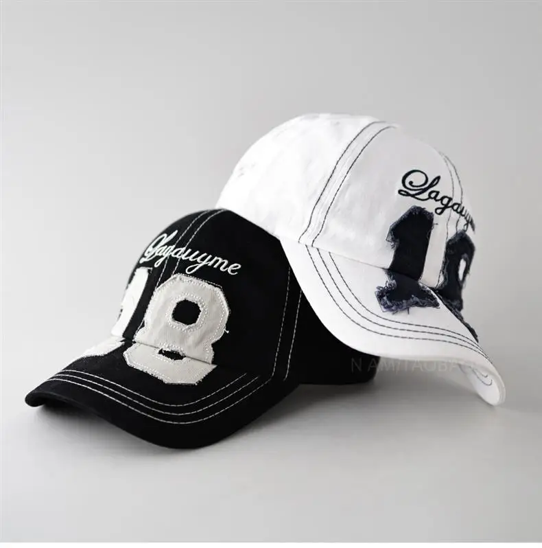 Black Digital Exposed Stitching Baseball Cap for Men Women — feature 7